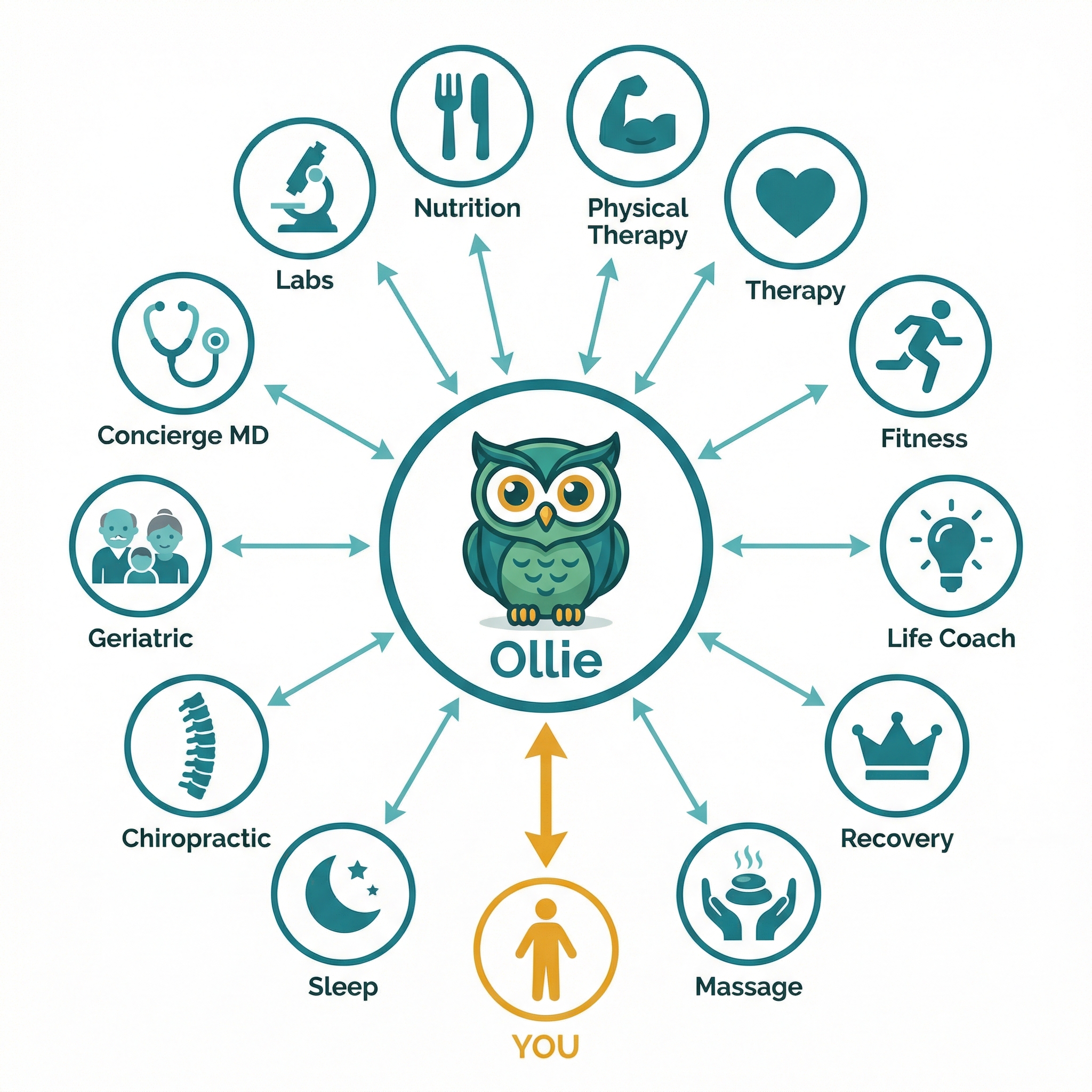 Ollie connects you with 12 types of health professionals